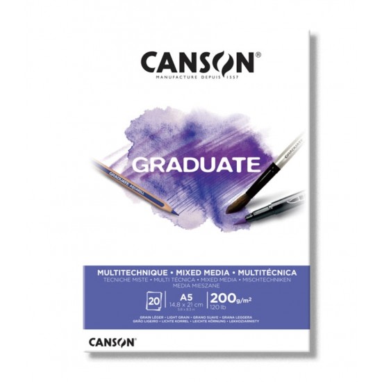 Canson Graduate Mixed Media White 200 GSM 20 SHEETS Canson Graduate Mixed Media White 200 GSM 20 SHEETS